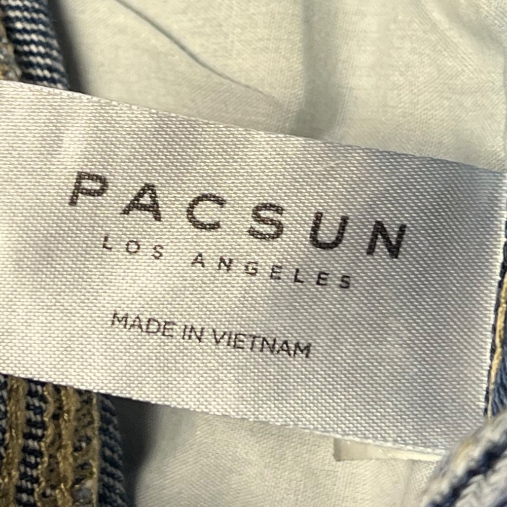 PacSun Jean Denim Shorts 26 Patchwork Frayed Hem High Rise Festival Boho Indie - Picture 9 of 12